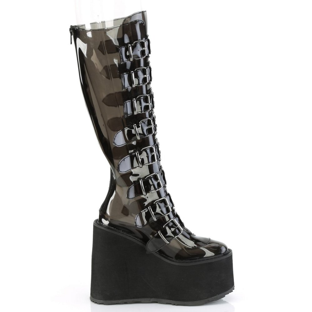 Gothic Platform Transparent Knee High Boots